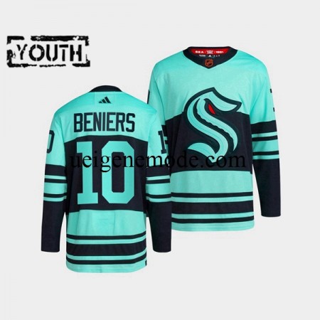 Kinder Seattle Kraken Eishockey Trikot Matty Beniers 10 Adidas 2022-2023 Reverse Retro Blau Authentic